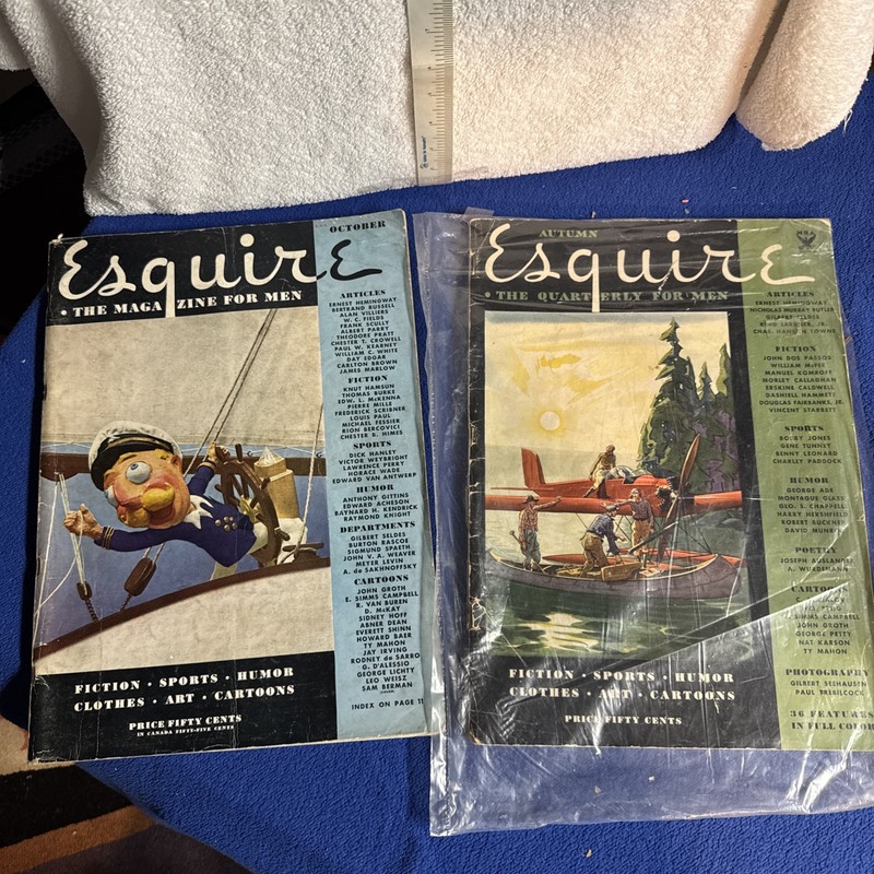 Lot Of 2 Vintage Esquire Magazines  1st Issue  Autumn 1933 And October 1934