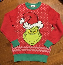Dr. Seuss Grinch Christmas Sweater  Long Sleeve T-shirt- Kids Size Small