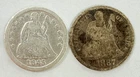 2 Piece Lot of Cull Seated Liberty Silver Dimes - 1845 and 1887-S