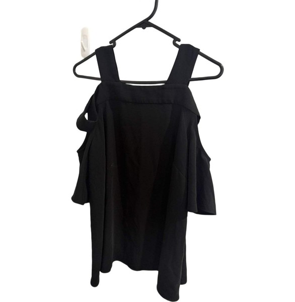 Cue Black Peplum Top Size 14 Good Condition #29397