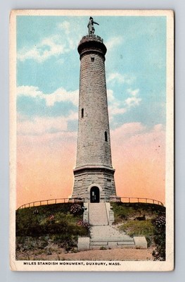 Duxbury MA-Massachusetts, Miles Standish Monument, Antique, Vintage Postcard
