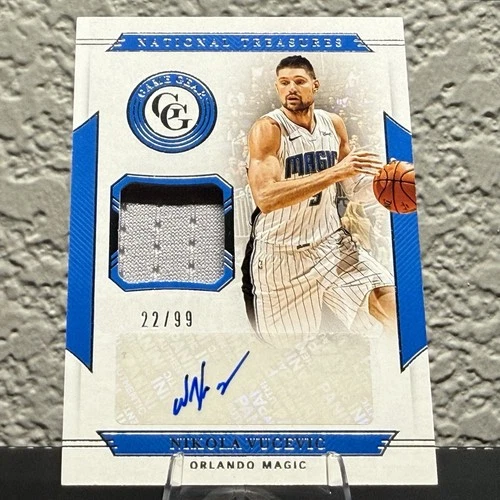 2019-20 Panini National Treasures Nikola Vucevic Game Gear #GGA-NVC AUTO MEM /99