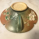 Roseville White Rose Brown Green 1940 Vintage Art Pottery Ceramic Bowl 390-8