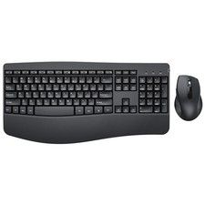 Ergonomic Keyboard and Mouse Combo Full Size Wireless Palm Rest Black Upgrade