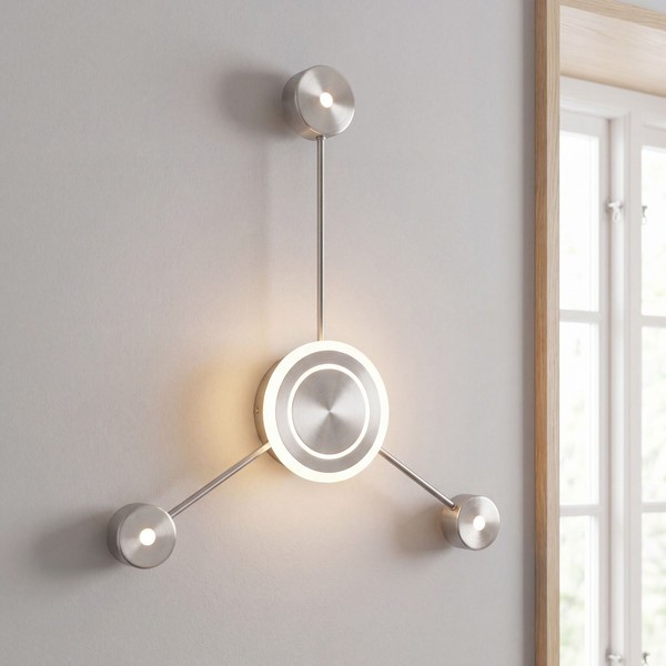 Led Wandlampe Indirekt Dimmbar In Nickel 53 Cm 1035 Lm 3000 K Wandleuchte Flur-image