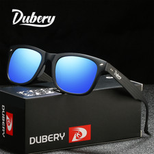 DUBERY Carbon Fiber Temple Polarized Sunglasses Men Sport Square Driving Glasses