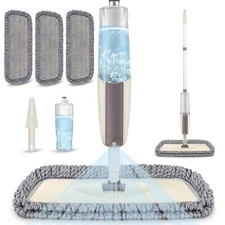 Microfiber Spray Mop for Hardwood Floor Cleaning - 3 Reusable Washable Pads