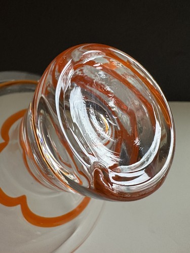 Pier 1 Swirline Hand Blown Glasses Margarita Cocktail Bowl Orange Swirl Set Of 2 - Picture 14 of 24