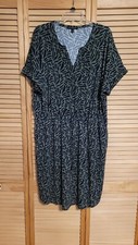 Banana Republic/ XL Polyester Short Sleeve Dress/ A Line/Olive/Navy Blue /Print 