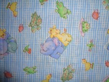 Handmade Cotton2 pc Crib Sheetset/ Tiny blue/white checks/animals/LAST ONE