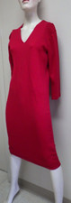 Vintage 1960s Knitmakers Shift Dress Red 100 Wool Mod Long Sleeve 7/8 60s