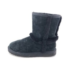 UGG Hadley Sheepskin Winter Boots Big Kids Youth Size 4 EU 34 Black Leather Snow