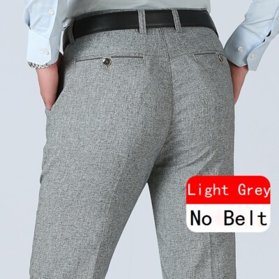 Mens Fathers Trousers Dress Pants Straight Leg Business Casual Formal Work Party