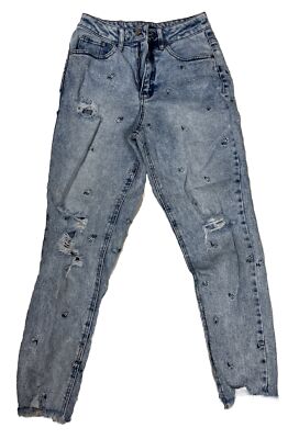 Material Girl Size Bleached Daisy Ripped Skinny Jeans High