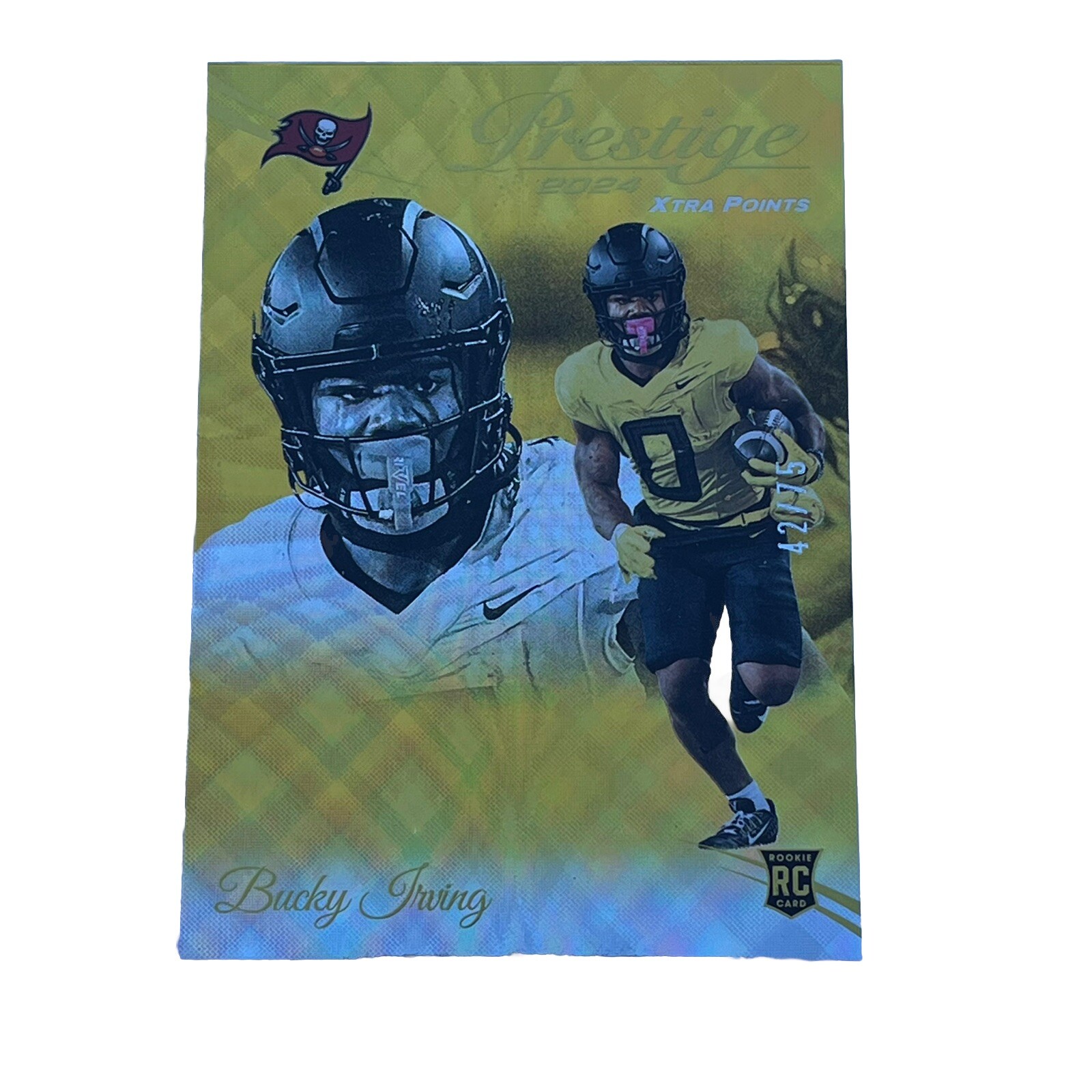 2024 Prestige Football Card #379 Bucky Irving RC Gold Xtra Points /75 Buccaneers