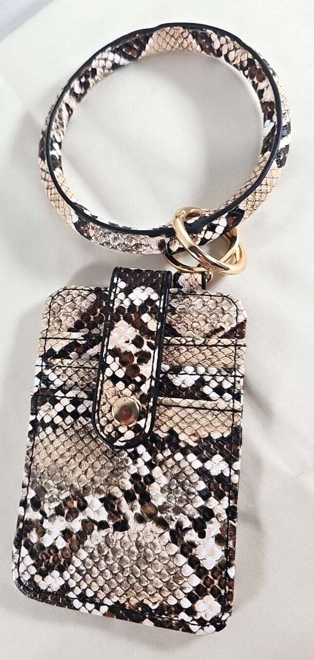 Snakeskin Bangle Wristlet Wallet with Keychain and ID Card Holder-image