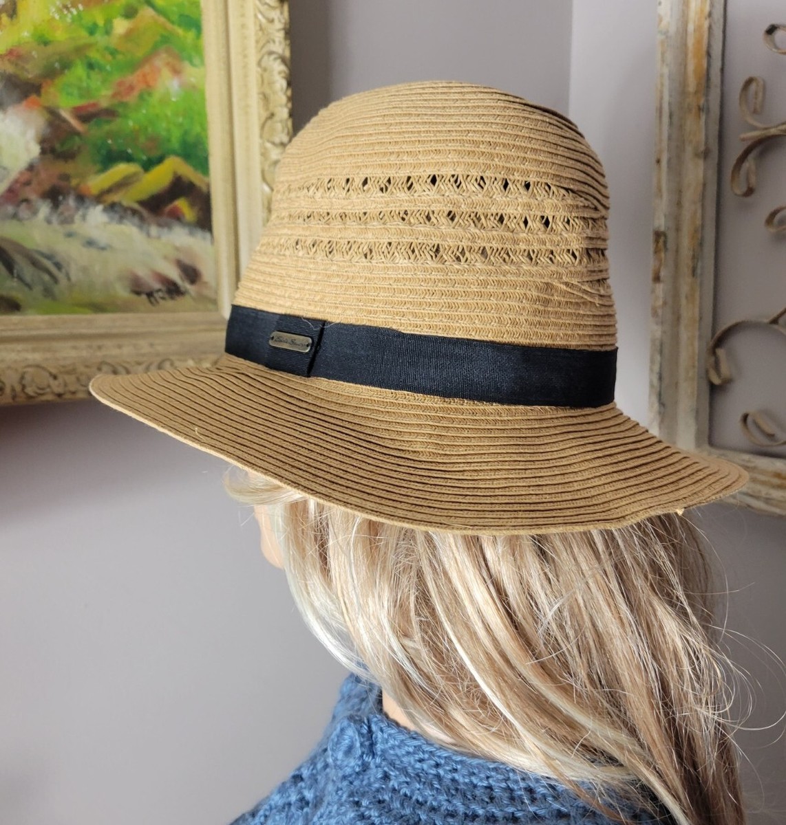 Eddie Bauer Woven Fedora Hat with Braided Band - Natural Straw Eddie Bauer | Accessories | Eddie Bauer Floppy Sun Hat With  main image 3
