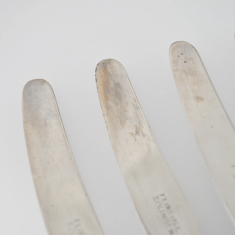 6 x Messer- E.F. Besteck - Kunststoff Griffe  - Horn Imitat - Feinstahl Solingen - Bild 3 von 4