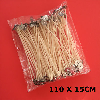 110 Stück vorgewachste Dochte mit Lasche 150 mm / 15 cm lang für Kerzenherstellung Top Qualität