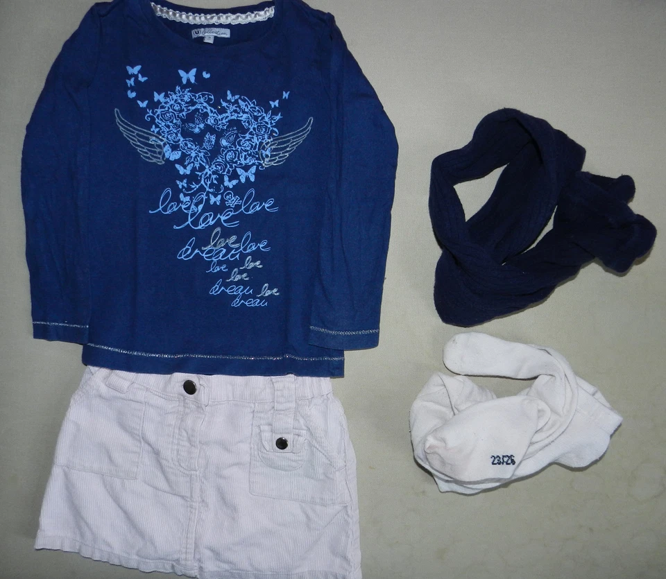 Ensemble Jupe Et Tee Shirt 3 Ans Vertbaudet Et U Rose Et Bleu - Photo 1/1