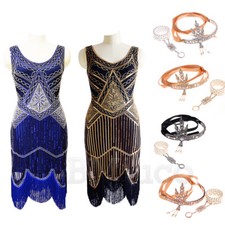 1920s Flapper Great Gatsby Prom Sequins Fringed Evening Dresses Cocktail Dress
