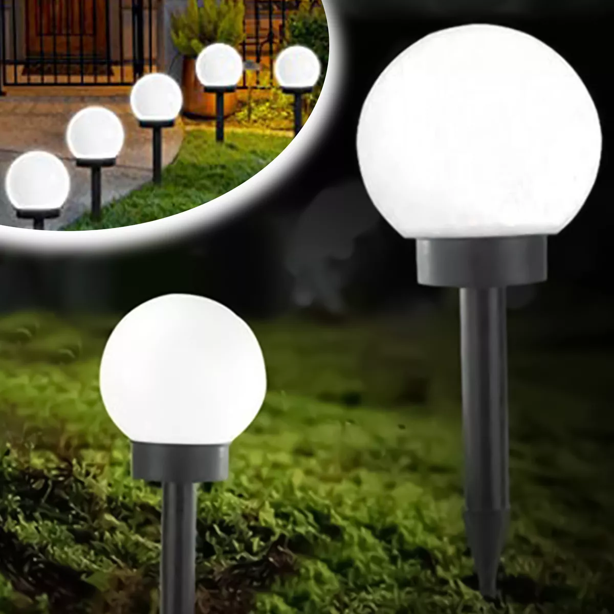 8PC Solar Light Circular Ball White LED Light Courtyard Garden