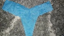 NeW Vs all over Lace dbl strappy thong Panty Size medium bright blue