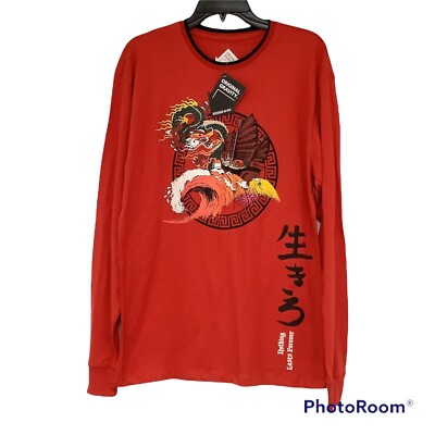 Original Gravity Long Sleeve Graphic Tee Shirt Dragon & Ship Mens Size Med