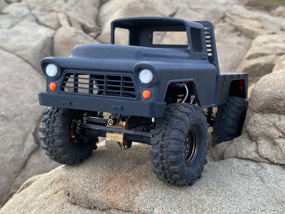 AxialSCX24 truck body Grey chevy3800 1955 flatbed Fits C10 JLU Bronco & Basecamp - Image 3 of 4