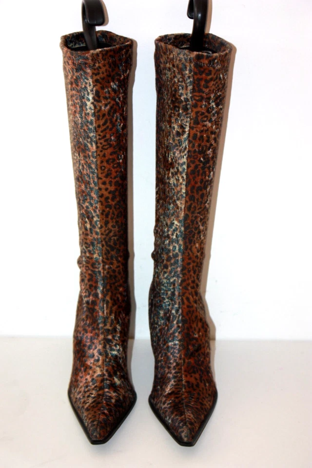 SAN MARINA Bottes Pointues Talons Textile Elastiqué Imprimé Léopard T 38 TTBE - Photo 2/4