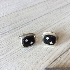 Vintage black stone cuff links