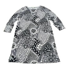 LOFT Black & White Sheath Dress Long Sleeve Floral Geometric Women’s Size M
