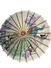 Paper Parasol Rice Umbrella Asian Japanese Bamboo Art Painted Decorative or OMUN