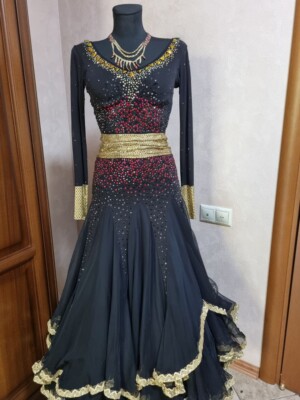 princess polly baby blue dress Black with gold embroidered gemstones competition ballroom dance dresses  for women girls waltz tango foxtrot mooth main image 1
