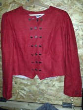 Giacca originale tirolese rossa da donna in puro lino, foderata. TG 44