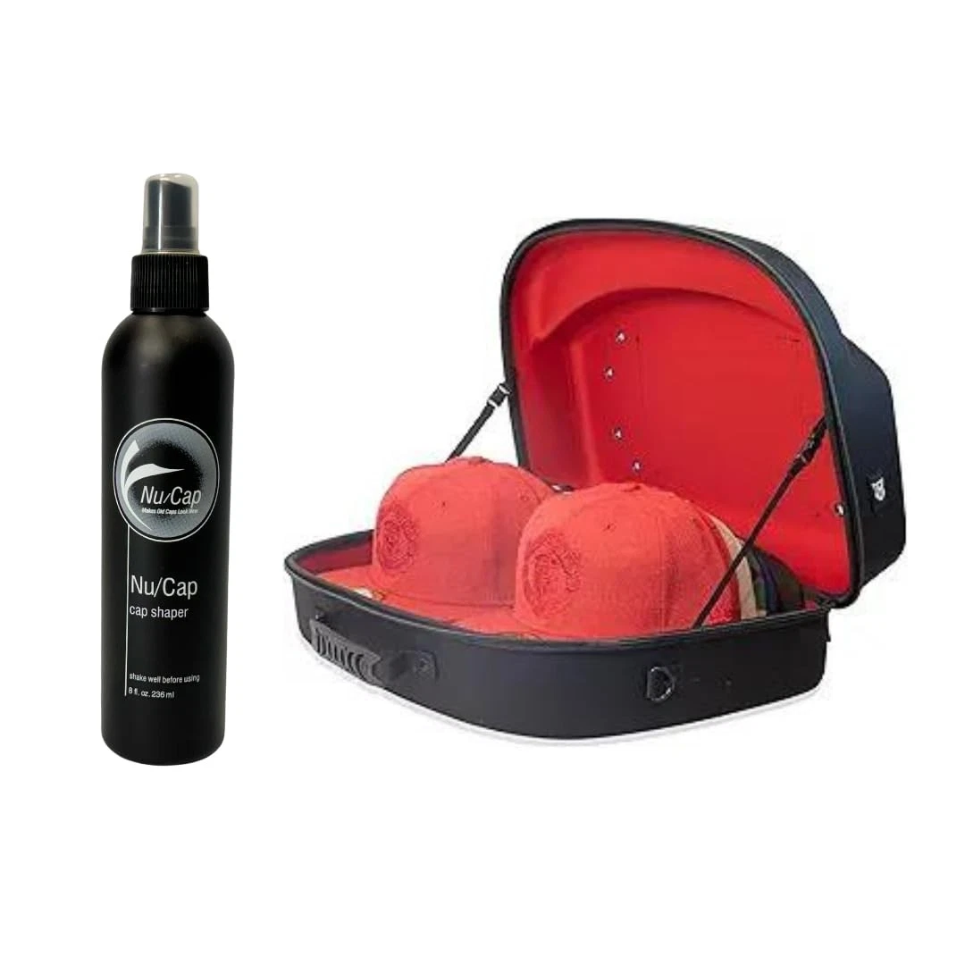 Homiegear Authentic Cap Carrier Case for 14 Caps (Black Red) with reshaper