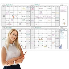 Large Dry Erase Calendar - 4 Months Undated Wall Calendar Dry Erase, 52" x 36...