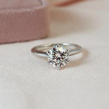 Diamond Wedding Ring 1 Carat Round IGI Lab Created 14K White Gold Band E F  VVS2