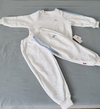Kids Unisex Tracksuit Set Light Gray Blue Size 110 Fits Small