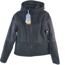 Avalanche Womens Water-Resistant Black Jacket With Hood  Ski Pass Pocket Sz M