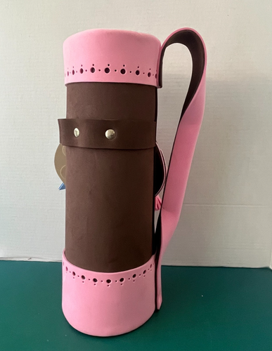 DRINKWEAR Wine Bottle Tote Holder TWO Golf Kilties Themed Coasters EUC - Afbeelding 3 van 6