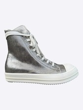 Rick Owens Silver & White High Top Sneakers