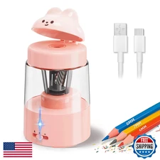 ZMOL Rechargeable Electric Pencil Sharpener Auto-Stop 6-8mm Pink Kids Classroom