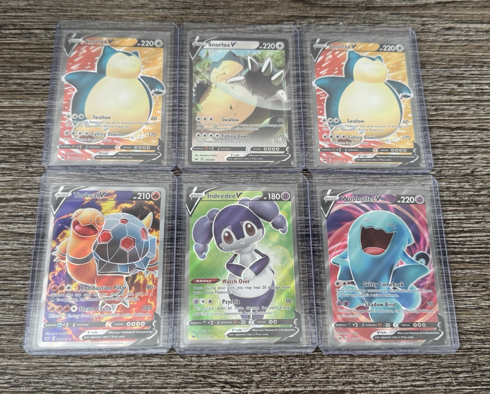 Lot Of 6 Rare & Full Art Sword & Shield Pokemon Cards Snorlax, Wobbuffet & More