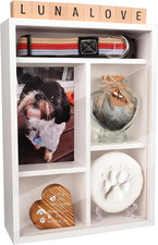 Pet Memorial Shadow Box with Shelves for Loss of Dog Cat Memorial Gifts 4X6 Pict