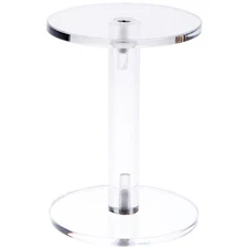 Plymor Clear Acrylic Round Barbell Pedestal Display Riser, 4.25" H x 3" D