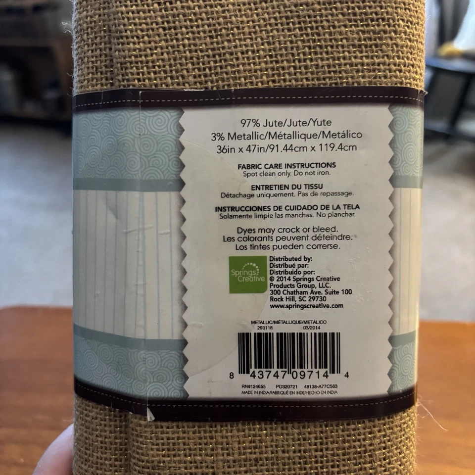 Crafty Cuts Burlap Fabric 1 yds (.91m) 36im x 47 in: 97% Jute NEW in Package - Image 3 of 4