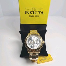 Invicta Men's 45mm Specialty Pilot Chronograph Silver Dial Gold Tone Watch 11369