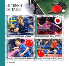 Table Tennis Fan Zhendong Tomokazu Harimoto MNH Stamps 2026 Central African M/S