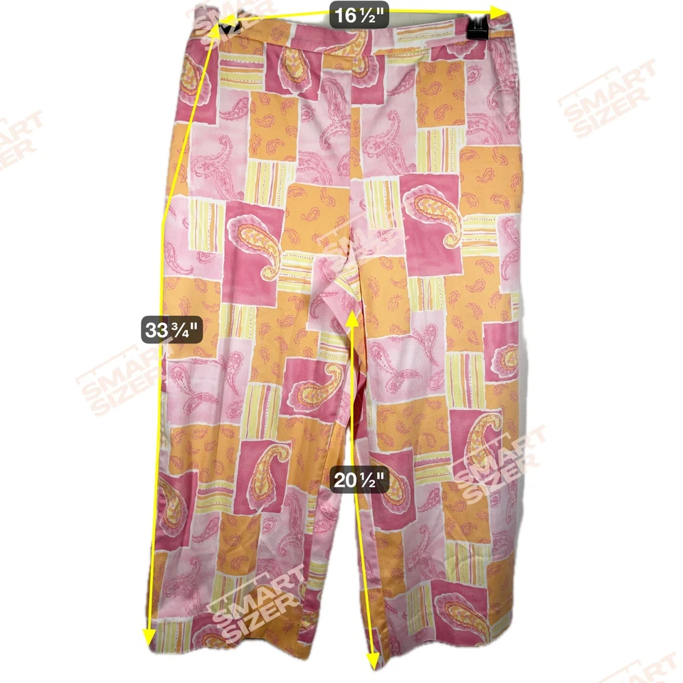 Pantalones Alfred Dunner Mujer Talla 14 Capri Elastizados Naranja Rosa Paisley De Colección Foto 2 de 4